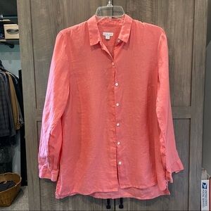 J. Jill Love Linen Long Sleeves Button Down Women's Shirt Size S